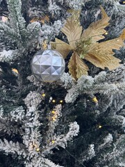 silver christmas ball on a tree