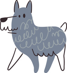 Obraz premium Wolf doodle. Forest animal drawing. Trendy icon