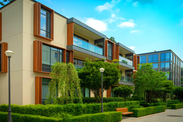 Contemporary apartment building. construction of residential homes.