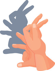 Rabbit shadow theater. Animal hand gesture icon