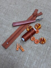  sewing buttons  yellow zipper and sewing accessories