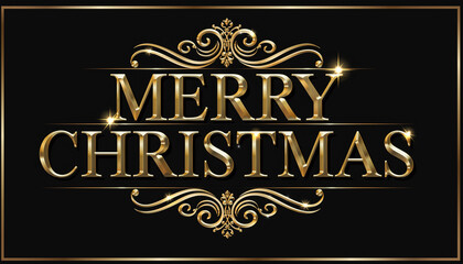 Texto decorativo &ldquo;Merry Christmas&rdquo; en un estilo dorado metalizado brillante, con reflejos realistas y volumen elegante. Tipograf&iacute;a ornamental con curvas suaves y acabado luminoso.