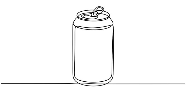 Continuous line drawing illustration of a beverage can with pull tab on a white background Vector, illustration