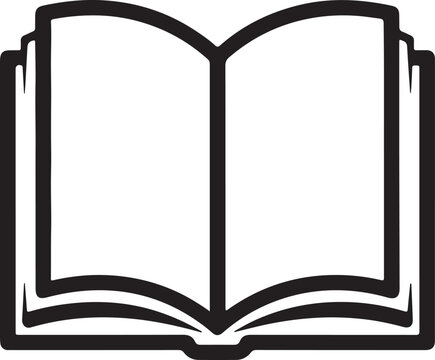 Black and white illustration of an open book