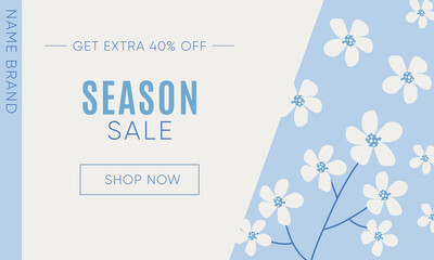 Season sale banner with flowers minimal design