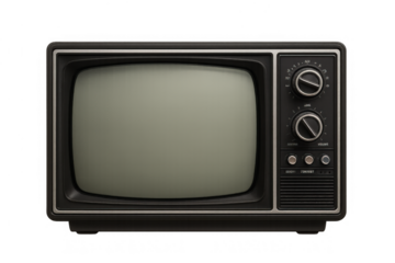 Vintage television set offering nostalgic entertainment on an old analog screen with retro technology on transparent background