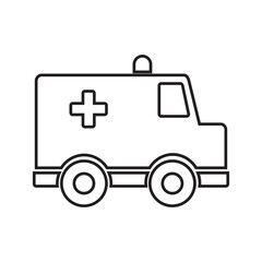 Emergency Medical Service Ambulance Vehicle Outline Icon Healthcare Rescue Transport Symbol Drawing for Urgent