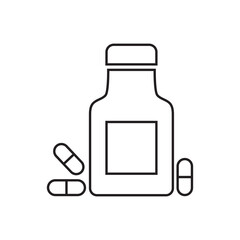 Medicine bottle with pills capsules healthcare Pharmacy drugs prescription treatment wellness health medical vector