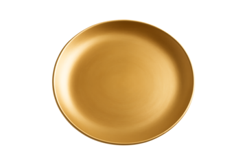 Golden Metallic Serving Plate Isolated on a Transparent Background