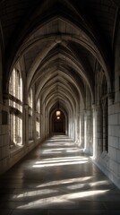 Obraz premium vaulted corridor with alternating light and shadow