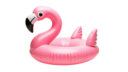 Bright pink inflatable flamingo pool float perfect for summer vacation and water fun concepts