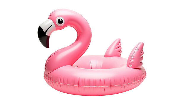 Bright pink inflatable flamingo pool float perfect for summer vacation and water fun concepts