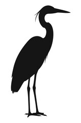 Obraz premium Silhouette of a Heron Standing Elegantly Against a White Background