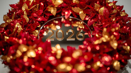 Red and Gold Poinsettia Wreath Framing 2026