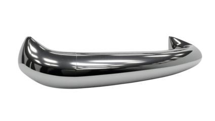 Sleek chrome door handle design rendered in 3d against a stark emphasizing modern luxury and polished hardware