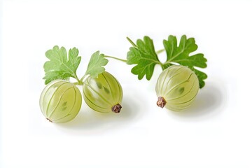 Green gooseberries isolated on white background.