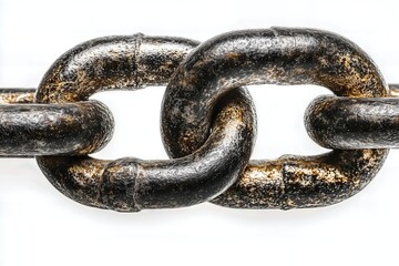 Metal chain links isolated on white background.