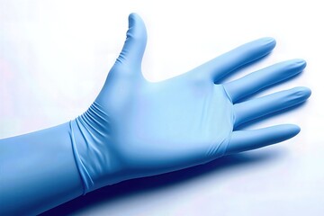 Blue medical glove isolated on white background.