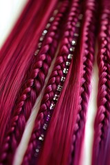 Braided red hair strands close-up.