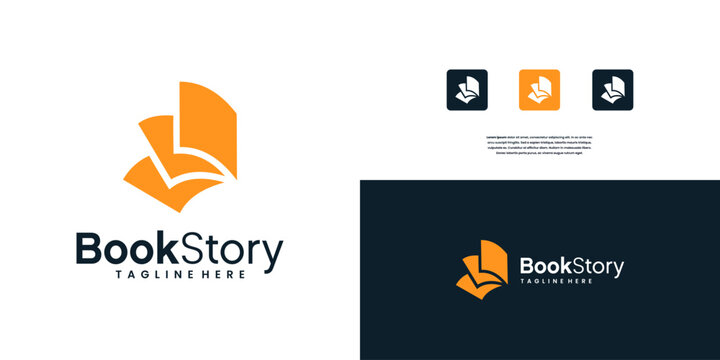 Open book pages logo design template