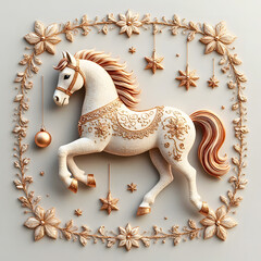 Elegant holiday background for New Year 2026 with decorative horse