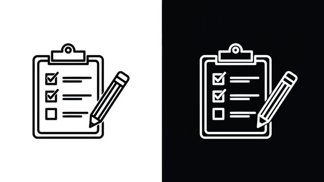 Clipboard with Checklist and Pencil Icon  Business Planning and Task Management Concept