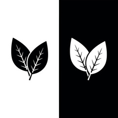 Minimalist leaf icons in black and white perfect for ecofriendly designs and natureinspired themes
