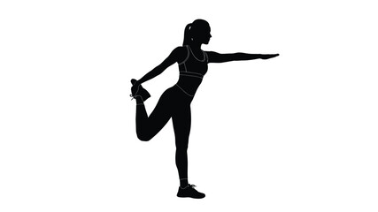 Silhouette of a woman stretching her leg demonstrating flexibility and athletic movement