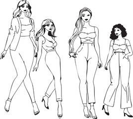 Stylish Women Line Art Collection