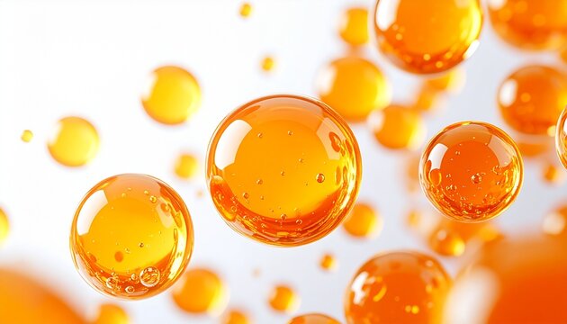 オレンジ色の美容成分が凝縮された美容液ドロップのマクロビジュアル ジェネレーティAI