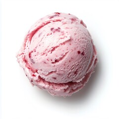Strawberry Ice Cream Scoop on a White Background.