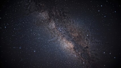 Milky Way galaxy at night with stars in the sky. Astronomy and space exploration, universe, cosmos, celestial bodies. The galaxy's core and star fields.