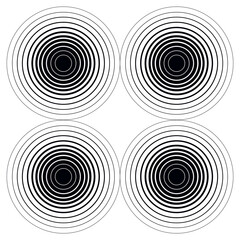Abstract Black and White Geometric Pattern Made of Circular Shapes on a Transparent Background.