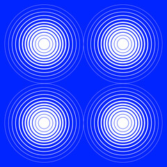 Abstract Blue and White Geometric Pattern Made of Circular Shapes on a Transparent Background.