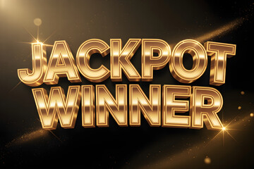 Jackpot winner glossy golden metallic text typography
