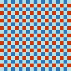 Bright Colorful Checkered Pattern in Red, Sky Blue and Blue. 