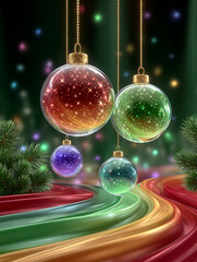 Christmas colored shining balls .