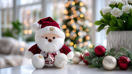 Santa Claus decoration on table.