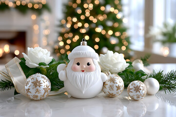 Christmas decoration with snowman like Santa Claus.