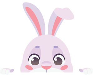 Bunny hiding. Cute white rabbit playing character