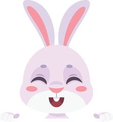 Obraz premium Laughing rabbit. White bunny. Happy cheerful mascot