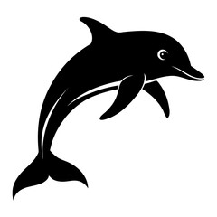 Dusky Dolphin Silhouette Vector on White Background &ndash; Simple Marine Animal Design