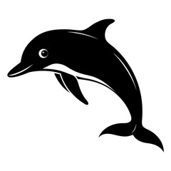 Dusky Dolphin Silhouette Vector on White Background – Simple Marine Animal Design