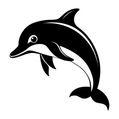 Dusky Dolphin Silhouette Vector on White Background – Simple Marine Animal Design