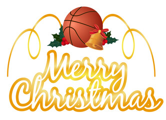 Christmas Basketball outline illustration featuring a clean linear design, festive curves and a holiday symbol. Perfect for seasonal graphics, cards and decorations.