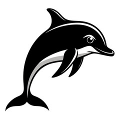 Dusky Dolphin Silhouette Vector on White Background &ndash; Simple Marine Animal Design