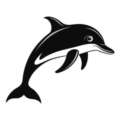 Dusky Dolphin Silhouette Vector on White Background &ndash; Simple Marine Animal Design