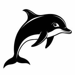 Dusky Dolphin Silhouette Vector on White Background – Simple Marine Animal Design