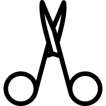 Vector icon black silhouette of scissors cutting tool