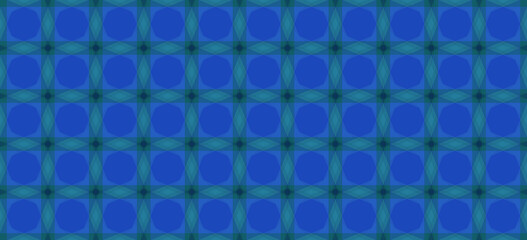 Fototapeta premium Geometric Blue Pattern with Circular Motifs